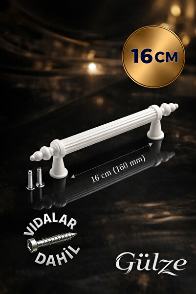 GÜLZE (16 CM) BEYAZ RENK VEZİR Model Mobilya Kulpları Dolap,çekmece,komodin,m...
