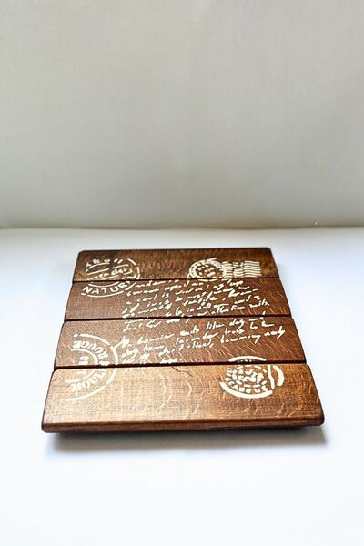 Bag The Joy Leftover - Brown 1. Classroom Solid Wood – Letter Patterned Handmade Presentation Mat, Nihale