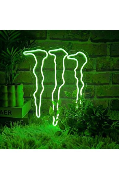 Slasa Energy Claw Neon Sign 30x20 cm Green LED with 6mm Acrylic Base Gaming W...
