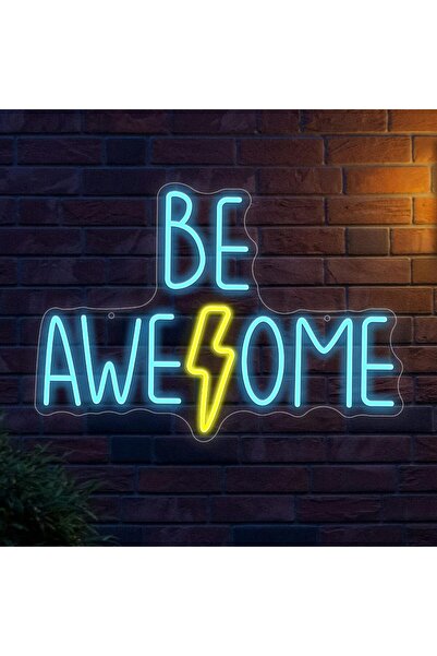 Slasa Be Awesome Neon Sign 30x40 cm Multicolor LED with 6mm Acrylic Base Wall...