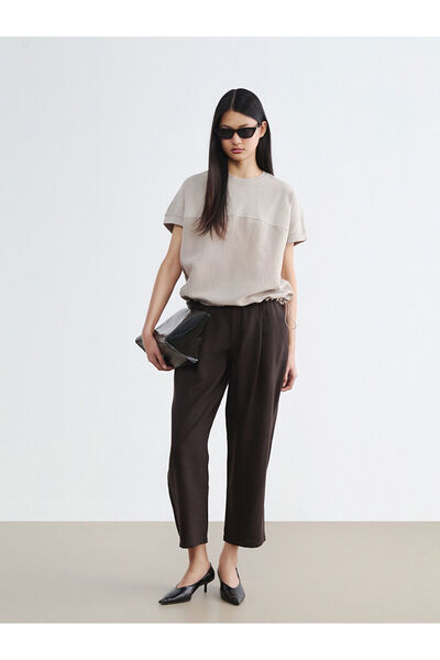 LC Waikiki YK PLUS Γυναικείο Παντελόνι από Πλισέ Ύφασμα με Χαλαρή Εφαρμογή