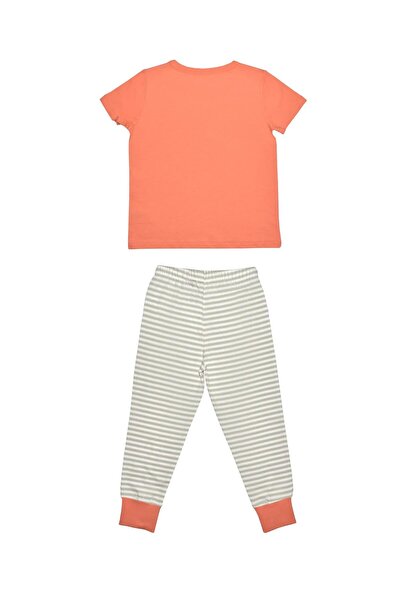OrganicKid Snack Çocuk Turuncu Kısa Kol Pijama Takımı