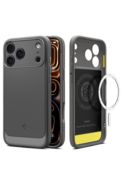 Spigen Case for iPhone 17 Pro, Rugged Armor MagSafe, Grey