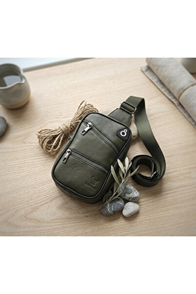 PASSTELL 100% Genuine Leather Badibag Chest Bag with Phone Holder and Strap