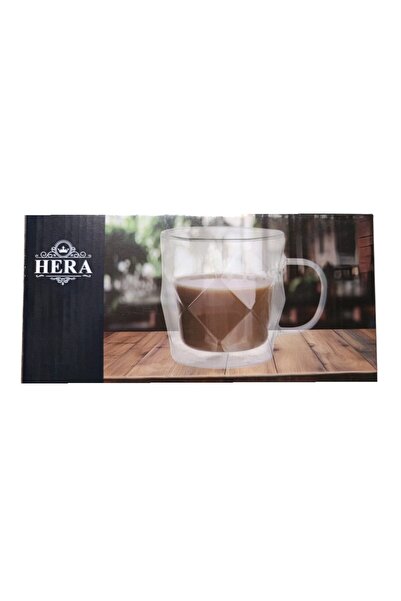 HERA Set of 2 heat-resistant glass mugs, double-walled, 330 ml, 410330