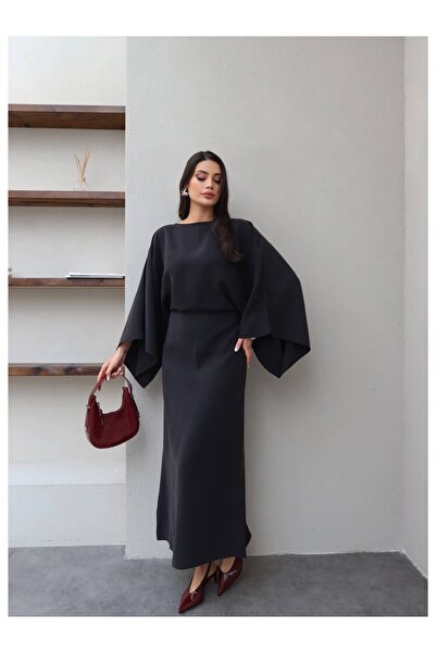 ESRAHELVACI Bel Bağlamalı Geniş Kol Elbise