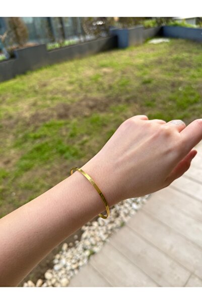 Amora Perla Jewelry 22 Ayar Altın Kaplama Ajda Bileklik Düz Kadın Bilezik