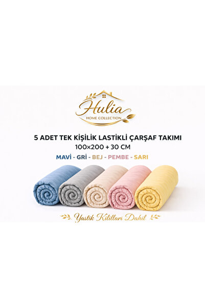 Altıntaş soft 5 Adet Tek Kişilik Lastikli Çarşaf Takımı"mavi-gri-bej-pembe-sa...