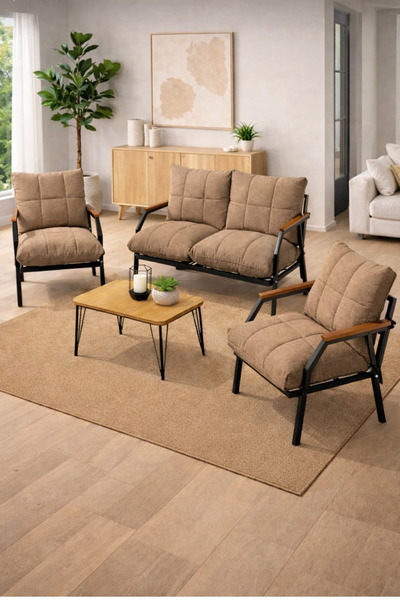 UFUK HOME Linda 211 Sehpalı Fermuarlı Bahçe Balkon Takımı, Cafe, Salon - Meta...