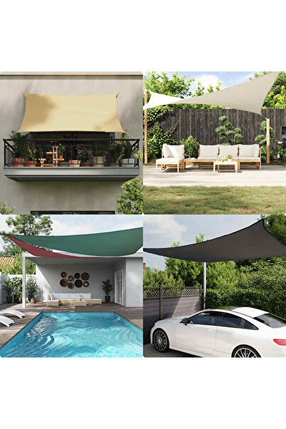 vidaxl Taupe grey parasol 3.5x3.5x4.9 m oxford fabric triangular