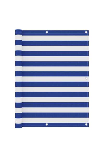 vidaxl Paravan de balcon, alb/albastru, 120 x 400 cm, țesătură oxford