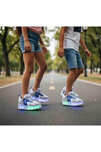 JOJO KIDS unisex çocuk ışıklı patenli ayakkabı , on off düğmeli , oto bağcık ...