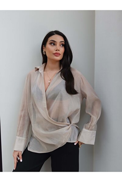 ESRAHELVACI قميص شفاف لامع