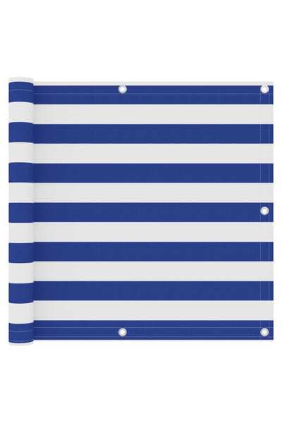 vidaxl Paravan de balcon, alb și albastru, 90x600 cm, țesătură oxford