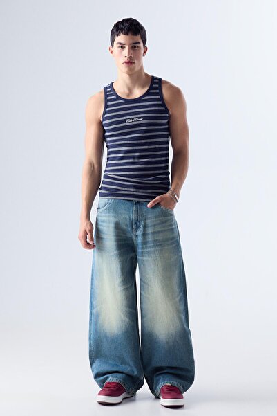 Bershka Arkası tokalı baggy fit jean