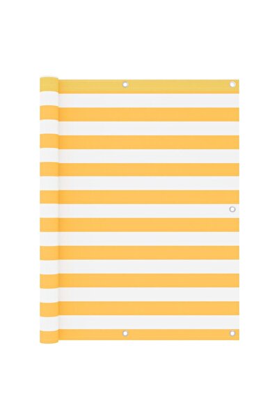 vidaxl Paravan de balcon, alb și galben, 120 x 600 cm, țesătură oxford