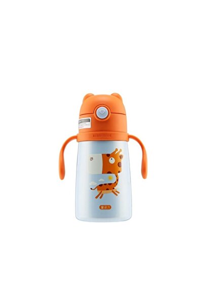 Beddybear Kids Thermos with Handles and Straw, Giraffe, 320 ml, Blue