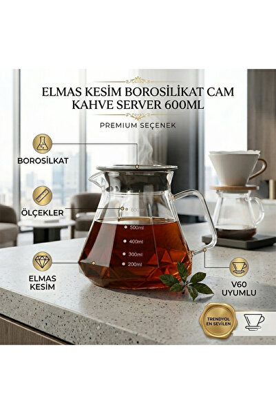 COLD BREW TREND by uğur cadırcı Diamond Design Glass Coffee Serving Pitcher -...