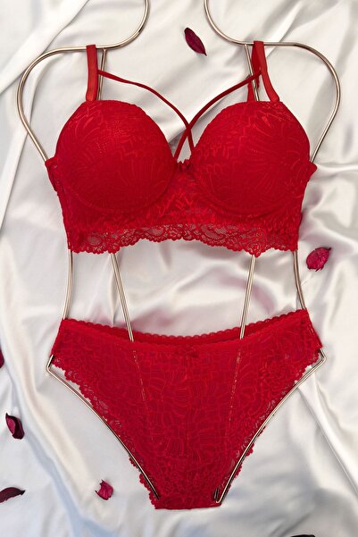 DNR İç Giyim Supported Bralet Bra Suit Red
