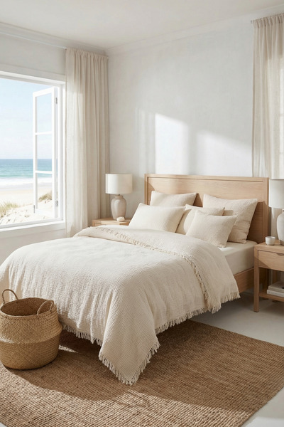 cottoncloth Ecru 4-Layer Muslin Double Bedspread 220X230Cm 100% Cotton Sofa C...