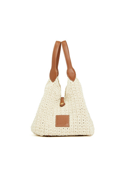 Network Bej Makrome Kadın Bucket Çanta