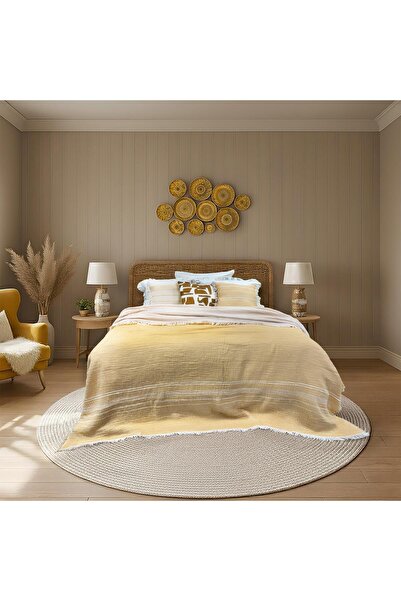 Sarev مفرش سرير مزدوج أصفر من القطن بنسبة 100% من مينثا