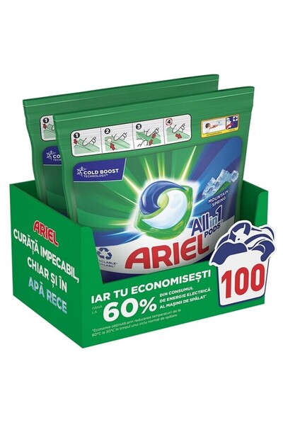 Arielli Ariel All in One Mountain Spring Laundry Detergent, 2 packs x 50 caps...