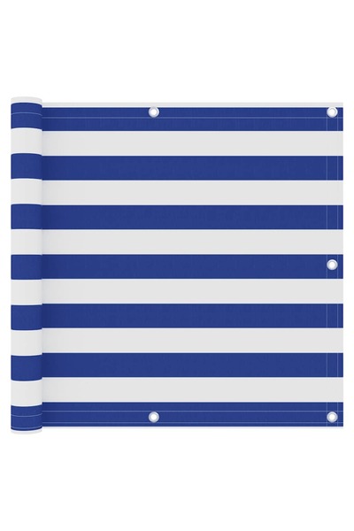 vidaxl Balcony screen, white and blue, 90x500 cm, oxford fabric