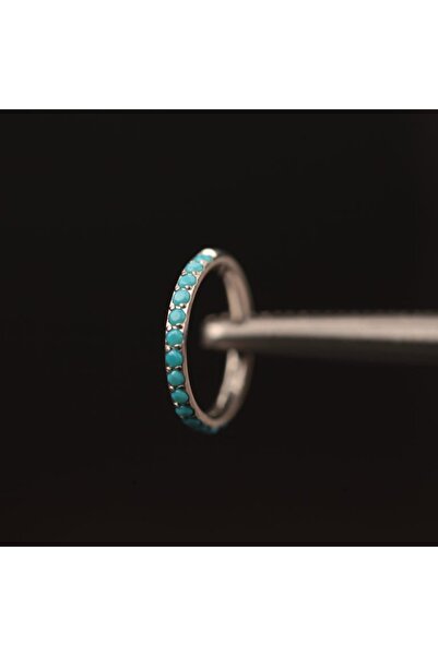Rupen Kraft %100 Cerrahi Çelik Zirkon Turkuaz Su Taşı 8mm x 1.2mm Çelik Kilit...