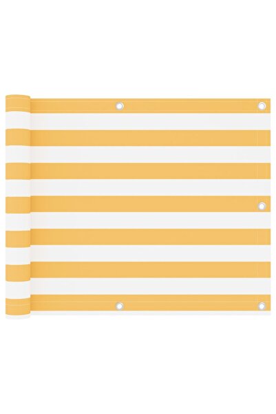 vidaxl Paravan de balcon, alb și galben, 75 x 600 cm, țesătură oxford
