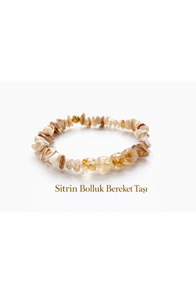 Doğal Sitrin Taşı Bileklik (Çip Taş ve Faset Kesim Sitrin)
