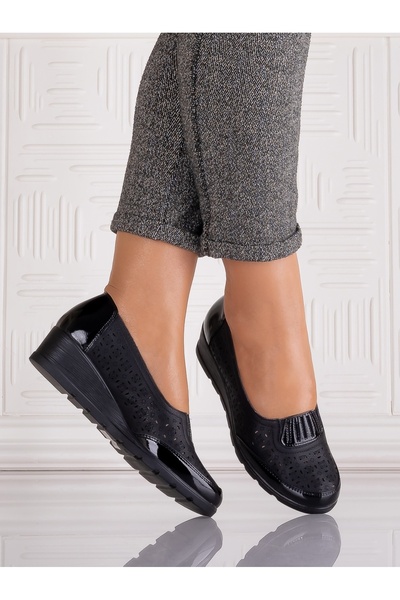 SARADA Pantofi de damă Masonia din piele sintetică neagră, mărimea 41