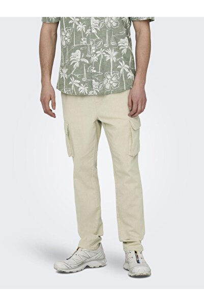 Only & Sons Pantaloni cargo ONSLINUS, din in, cu aspect întinerit