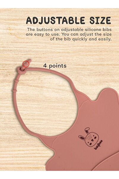 BAYBEE Silicone Baby Bib with Pocket, Waterproof & Adjustable, Easy Clean, 6–12 Months (Pink)
