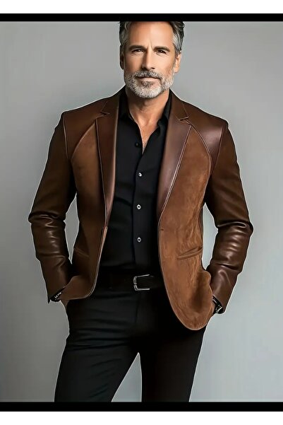 piratikcozumshop Men's Jacket Pc Shop Detailed Notch Collar Blazer Two Textur...