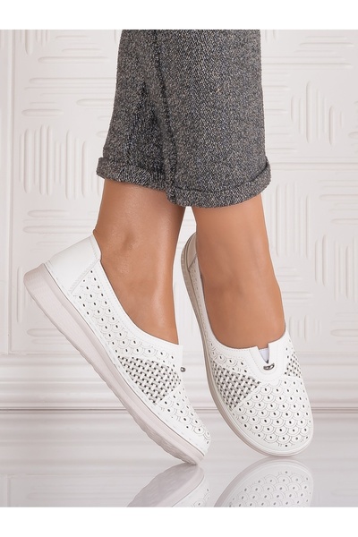 ADS Amosa Women's White Casual Shoes Made of Ecological Leather, Size 41