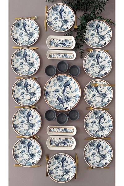 Yiğit Seramik Züccaciye Bluekitchen Model Rölyefli 12 Kişilik 23 Parça Modern...