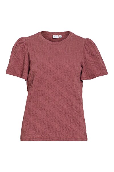 VILA Oberteil mit kurzen Ärmeln Rundhals