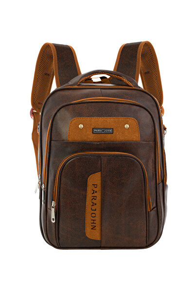 PARAJOHN Para John 16" PU Leather Backpack Large Capacity Durable Travel Lapt...