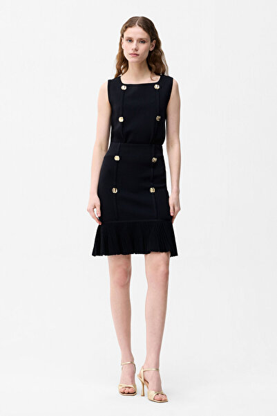 adL Düğme Detaylı Triko Etek