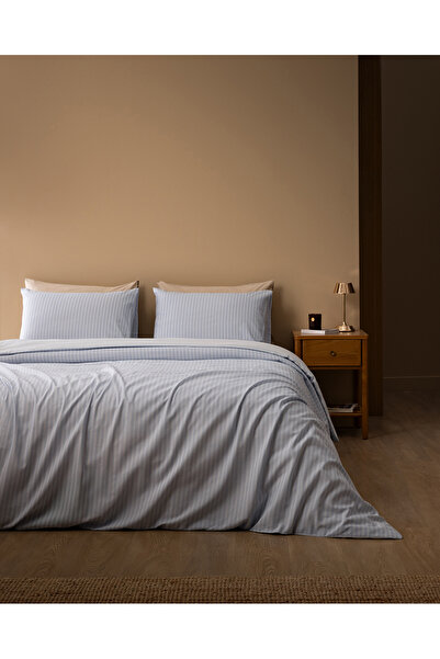 Madame Coco Absolon Çift Kişilik Pamuklu Baskılı Çarşaflı Nevresim Takımı - Mavi