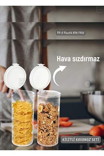 Jet's Home 2-Piece Locking Cylinder Jar Set Food Container Air-Tight 1.3 Lite...