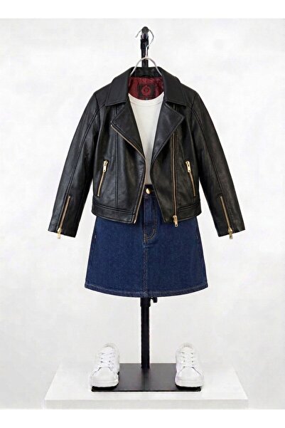 asus deri Genuine Lambskin Biker Style Girls' Black Jacket