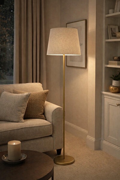 Natiorj Eskitme Model Abajur Şapkalı Lambader Salon Yatak Odası Şık Lambader