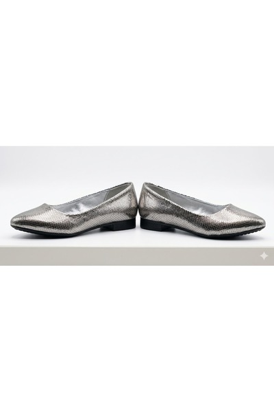 KİNDEP (Ayem) Stylish Casual Women's Flat Shoes Silver