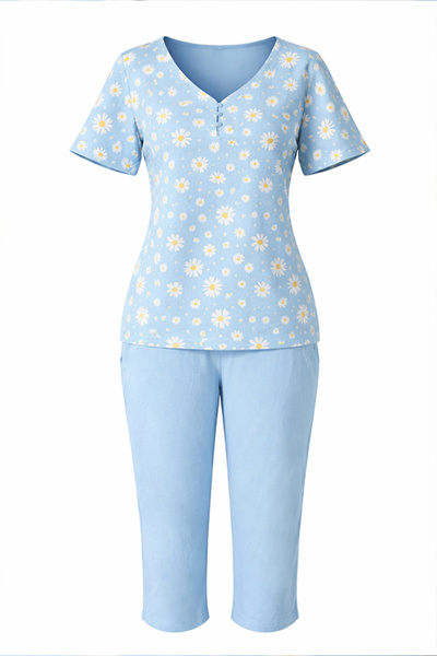uniconf Women's pajamas with short sleeves and 3/4 pants, PFV87IMP136