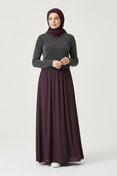 ECE GİYİM ΓΥΝΑΙΚΕΙΑ ΦΟΥΣΤΑ ΜΕ ΕΛΑΣΤΙΚΗ ΜΕΣΗ, ΜΟΝΟΧΡΩΜΗ, ΑΠΟ ΧΤΕΝΙΣΜΕΝΟ ΒΑΜΒΑΚΙ