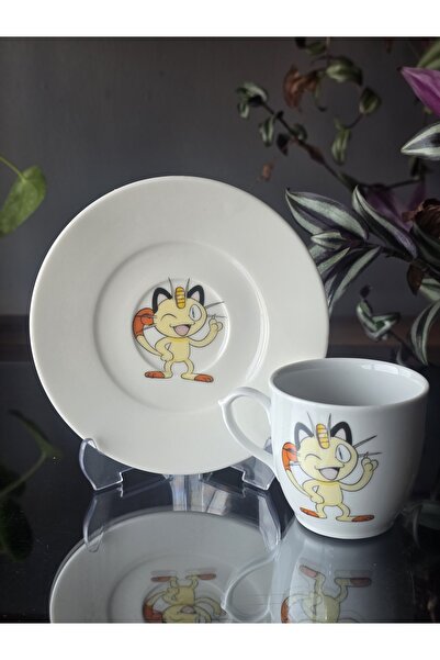 FERMATO 1 Person Meowth Pokemon Series 2 Piece Coffee Set
