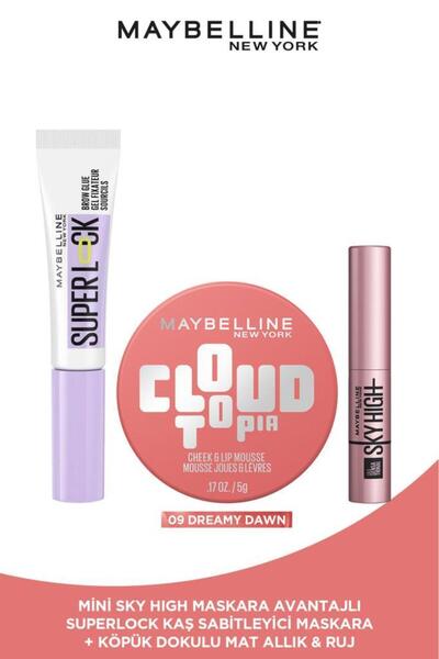 Maybelline New York Super Lock Kaş Sabitleyici Maskara & Cloudtopia Mat Allık...