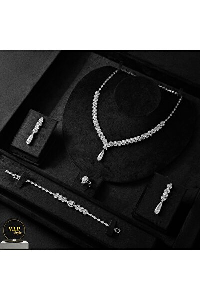 jewelrystore High-End Zircon Four-Piece Set of Accessories with Exquisite Pac...